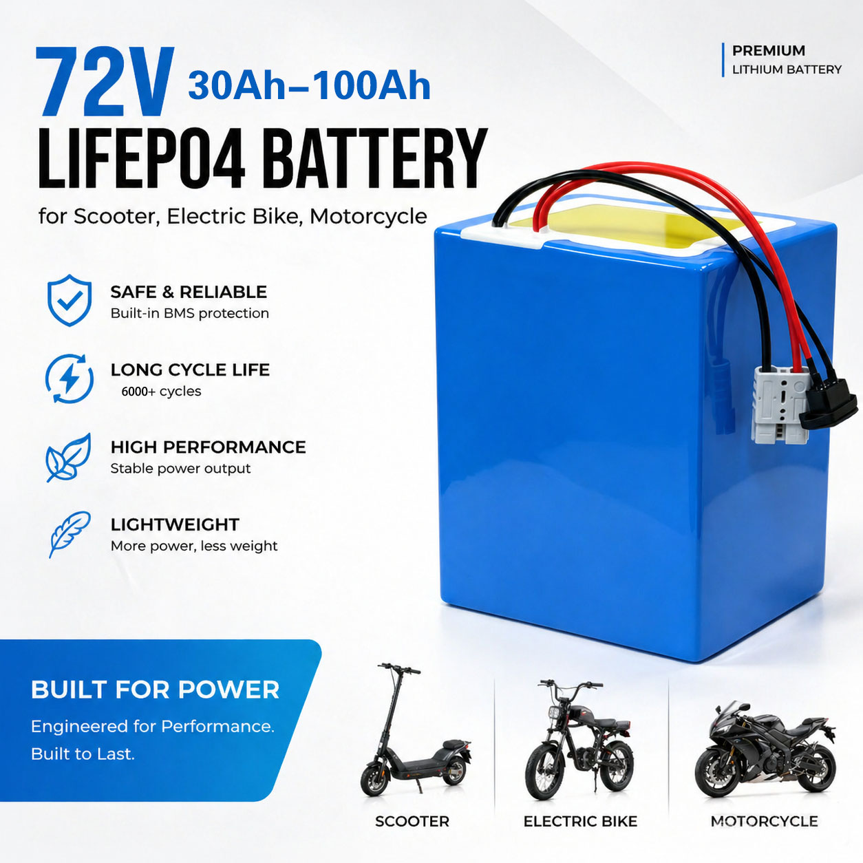 72V 60Ah Lifepo4 Battery Pack - Batterie au lithium LiFePO4 72V 50Ah